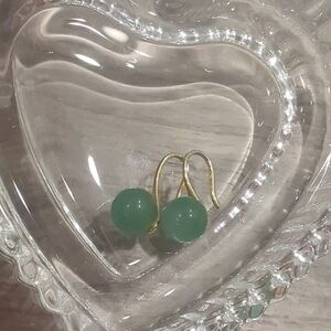 Vintage Jade Earrings Gold Plated Sterling